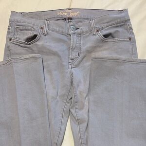Fossil Slim Boot Cut Pants in Light Blue
